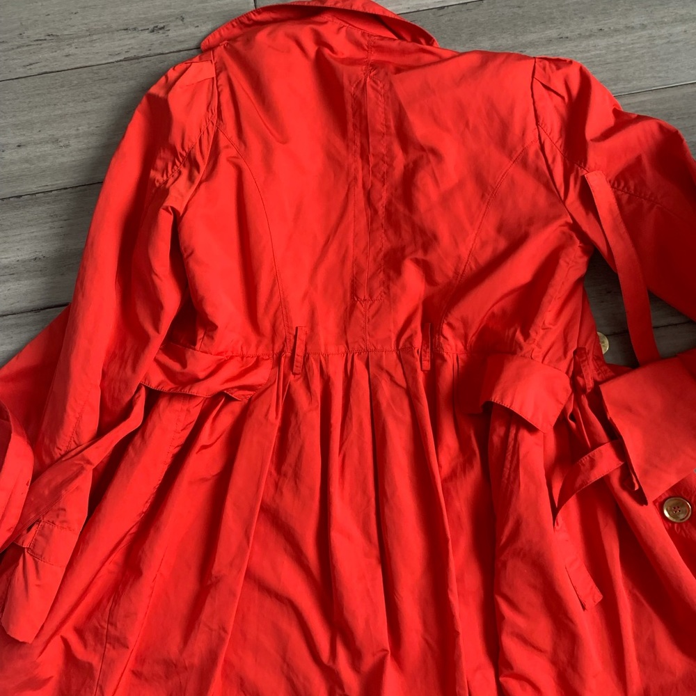 bebe Red Classic Trench Coat with Belted Waist - Picture 4 of 5